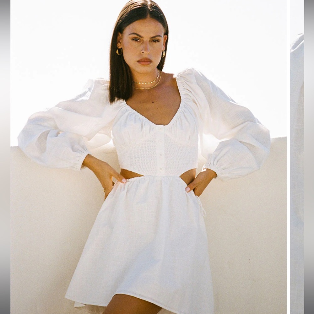Sabo Skirt White Long Sleeve Dress